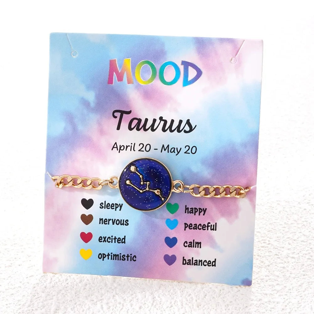 Zodiac Bracelet for Women 12 Constellation Sign Bracelet Color Changing Bracelet Temperature Sensing Mood Jewelry