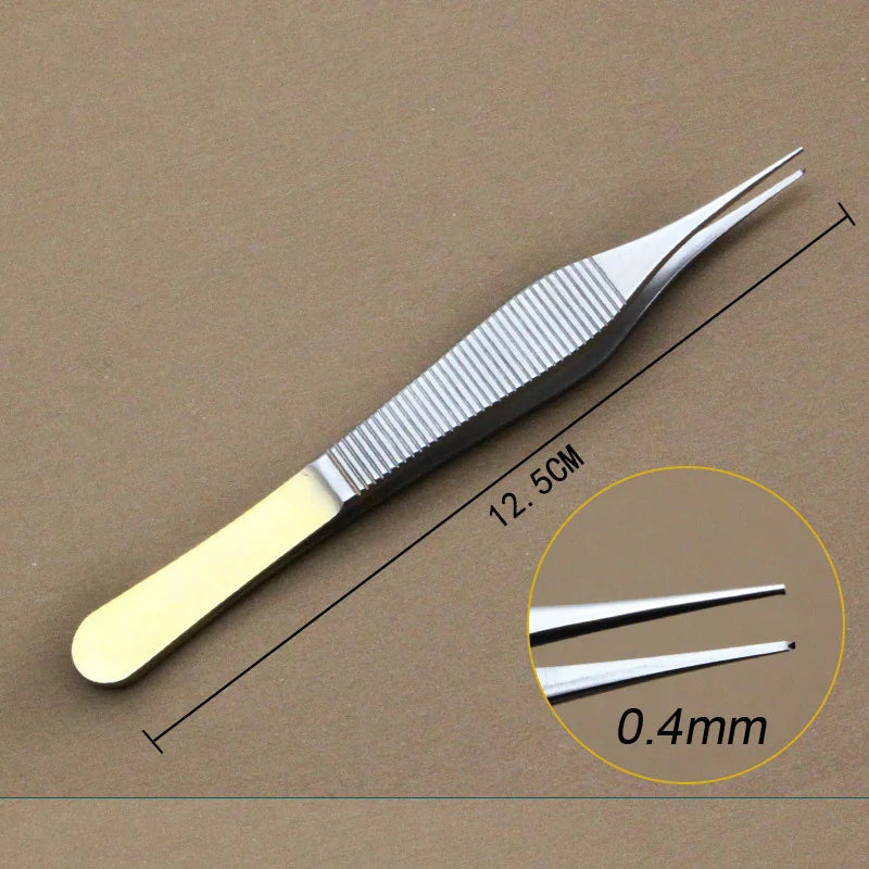 1pcs Ophthalmic Tweezers Tissue Forceps Stainless steel Teethed Platforms Forceps Surgical Instruments 120mm