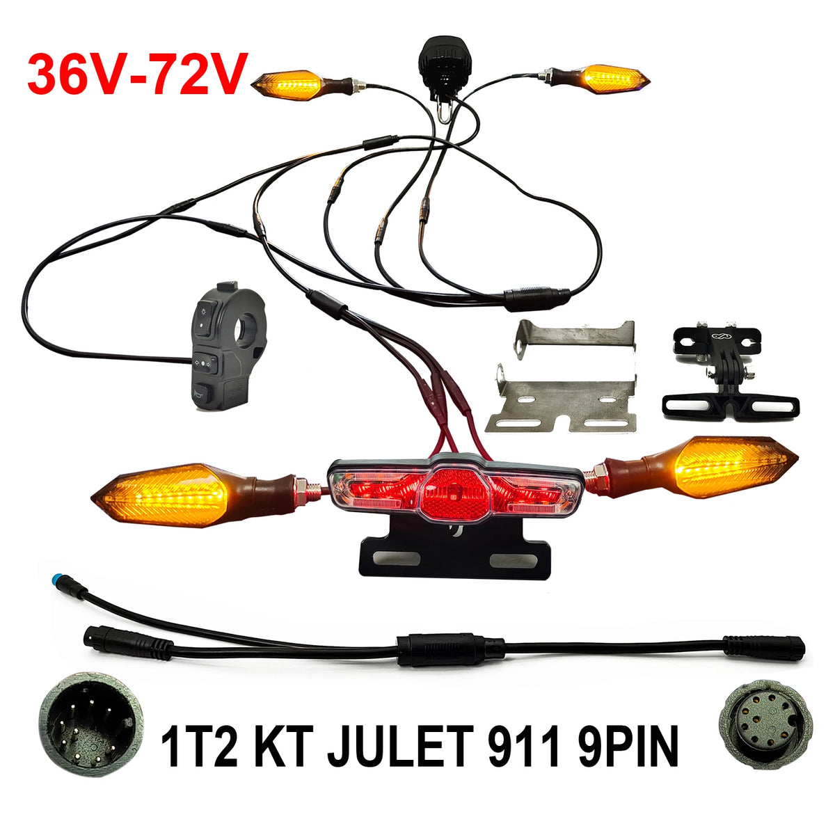 Ebike 05X Light Kit 36V 48V 52V 60V 72V Headlights Horn Turn Signal Brake Lights For JULET 811 911 813 913 DIY BBS 01 02 HD
