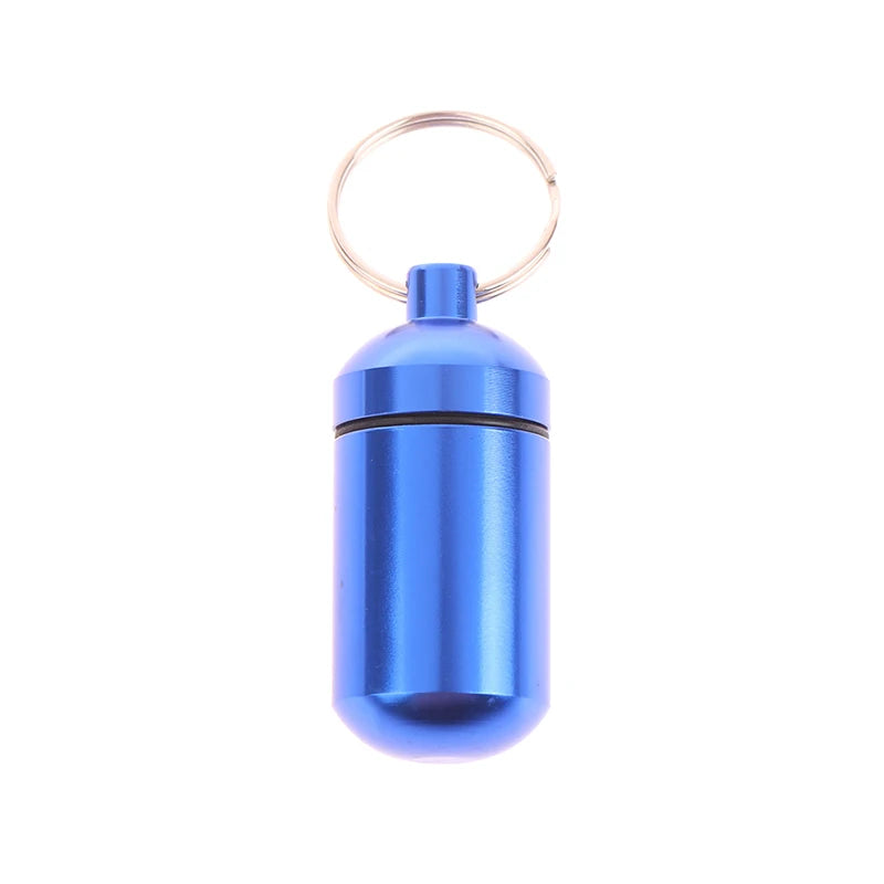 1Pcs Portable Outdoor Waterproof Survival Sealed Pill Box Capsule Seal Bottle  Storage Box  Mini With Keyring Sealed Tank Alloy