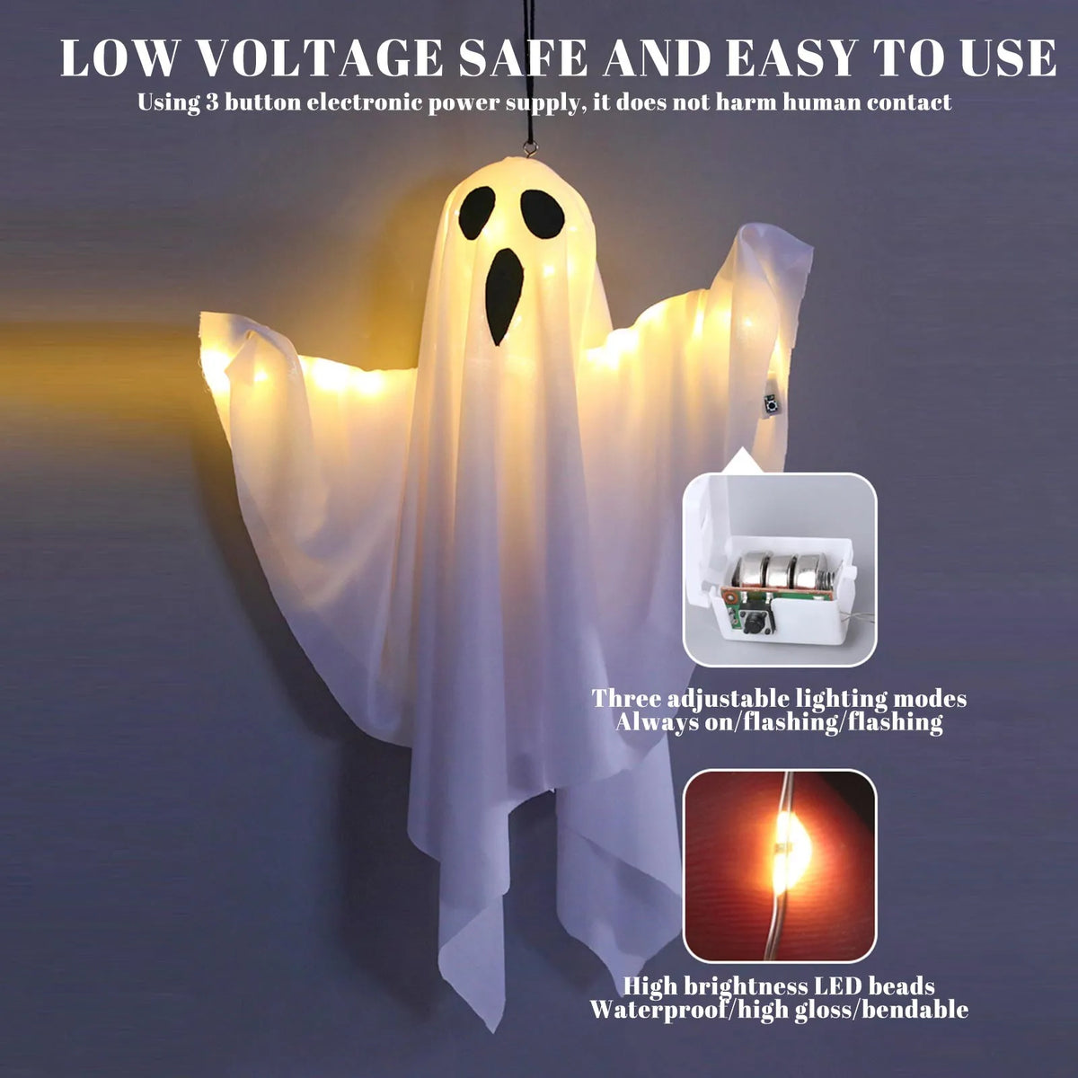 Halloween Ghost Hanging Decorations Halloween Hanging Light Up White Flying Ghosts Tree Window Wall Scary Ornament 2026