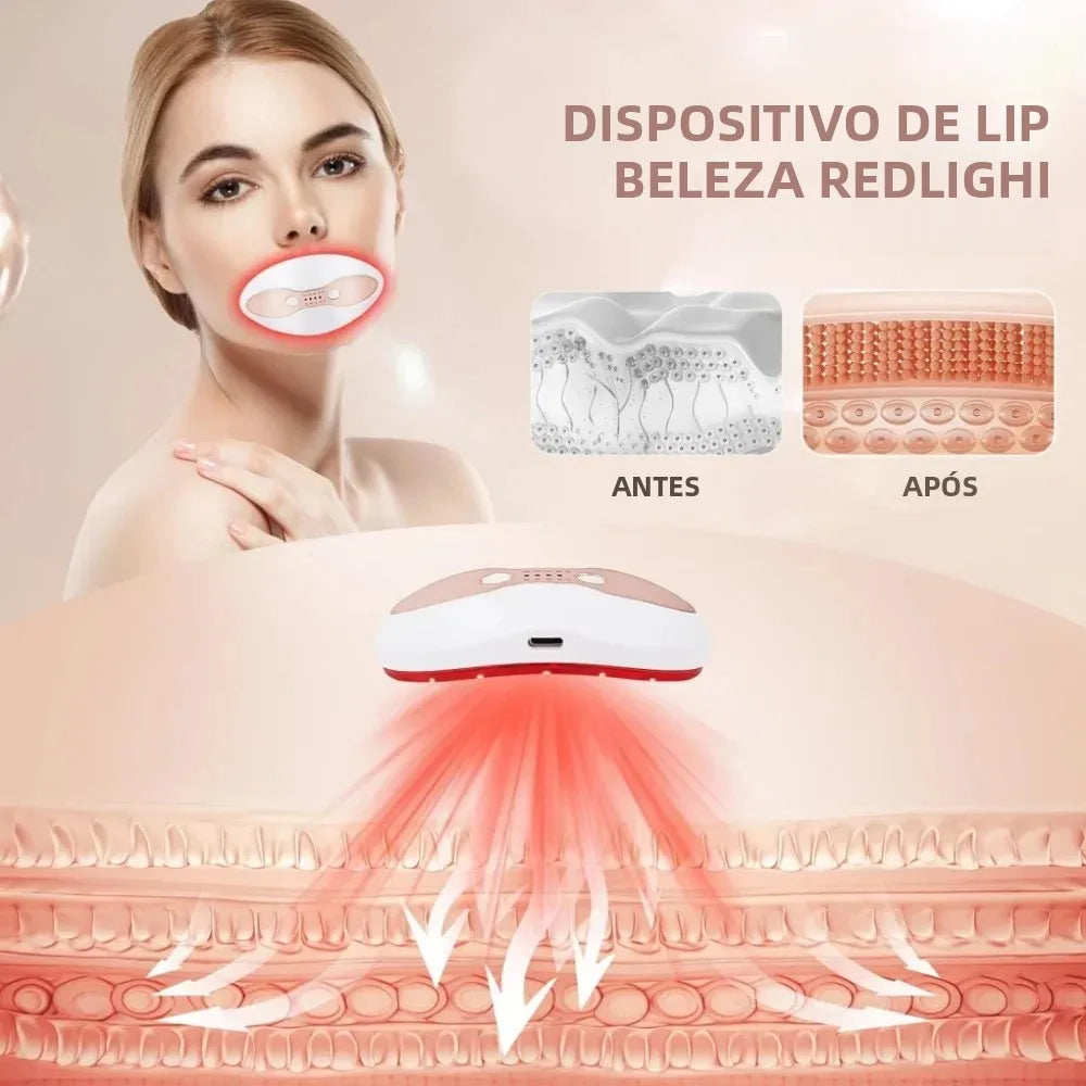 2 in 1 LED Light Lip Plumper Device 4 Levels Heating Temps Lip and Eye Care Tool for Smooth Lip Wrinkles and Reduce Dark Circles