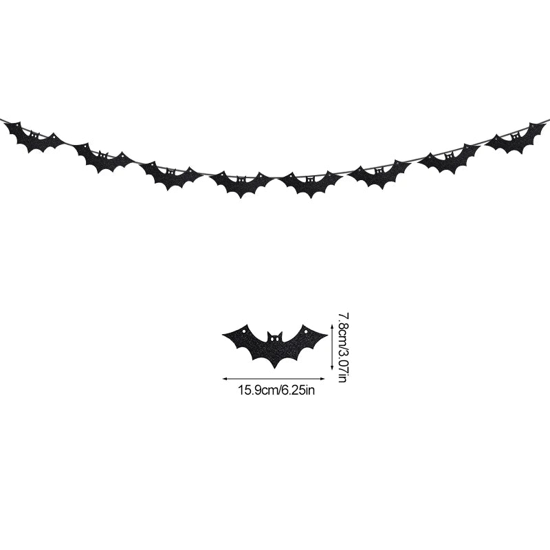 1set Halloween Decoration Banner Bunting Scary Spider Ghost Bat Hanging Garland Pull Flag Pendant For Halloween Party Home Decor