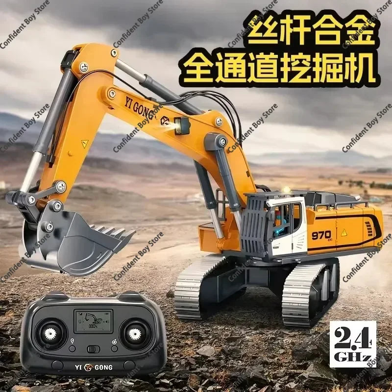 Mini Excavator 1/50 970 Electric Excavator Simulation Model With Lighting System Desktop Remote Control Excavator Model Toy