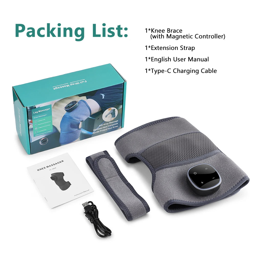 Rechargeable Knee Massager 3 Gear Vibration Massage Adjustable Shoulder Brace Electric Heating Pads Leg Knee Warmer