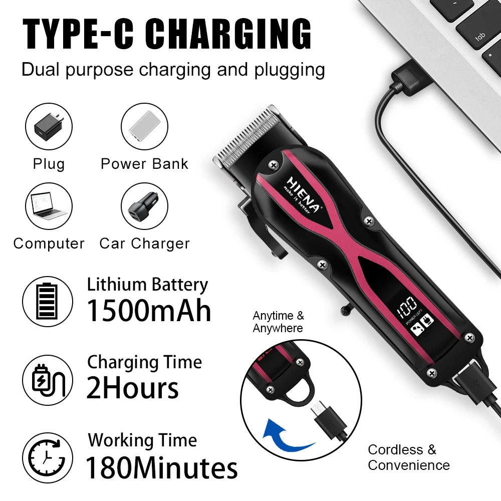 Newest Electric Hair Clipper Rechargeable Men's Electric Shaver Hair Trimmer Professional Barber Cordless Hair Cutting Machine