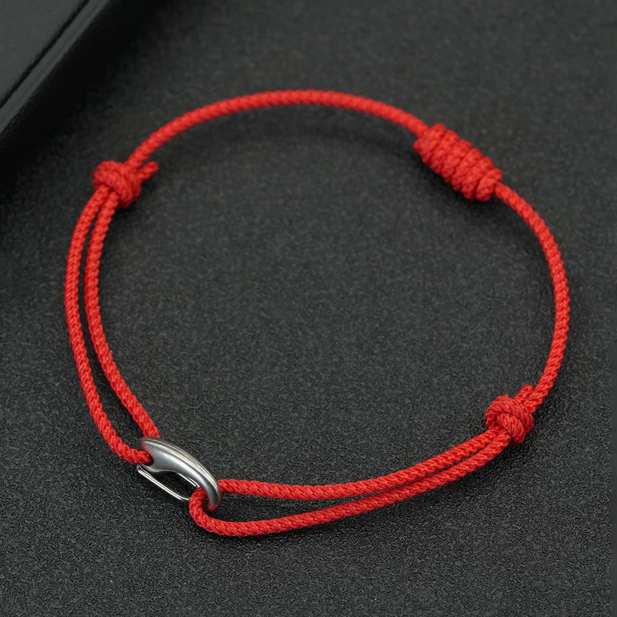 Handmade Adjustable Thin String Bracelet Unisex Stainless Steel Weaven Knot Luck Holiday Braslet Valentine Day Couple Pulseira