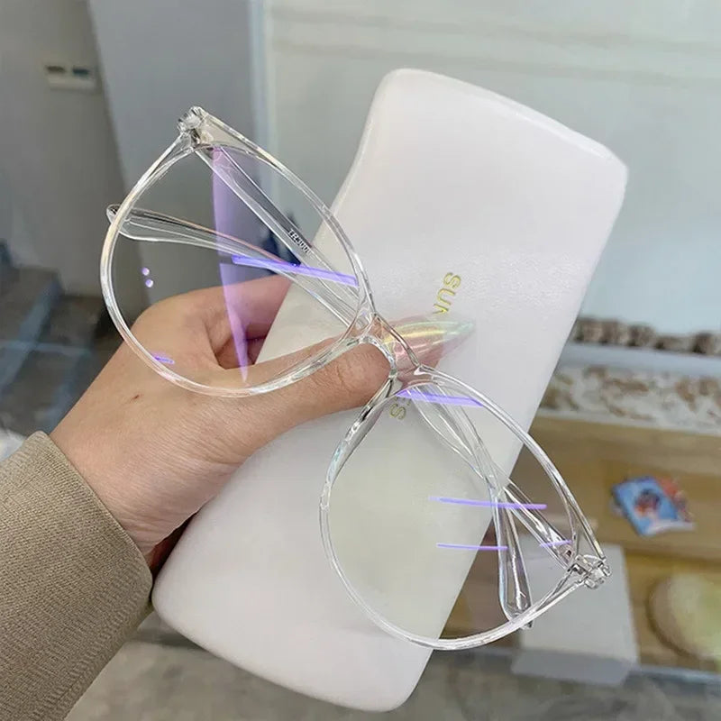 Transparent Computer Plano Glasses Round Frame for Women Men Anti Blue Light Clear Eyewear Blocking Optical Spectacle Eyeglasses