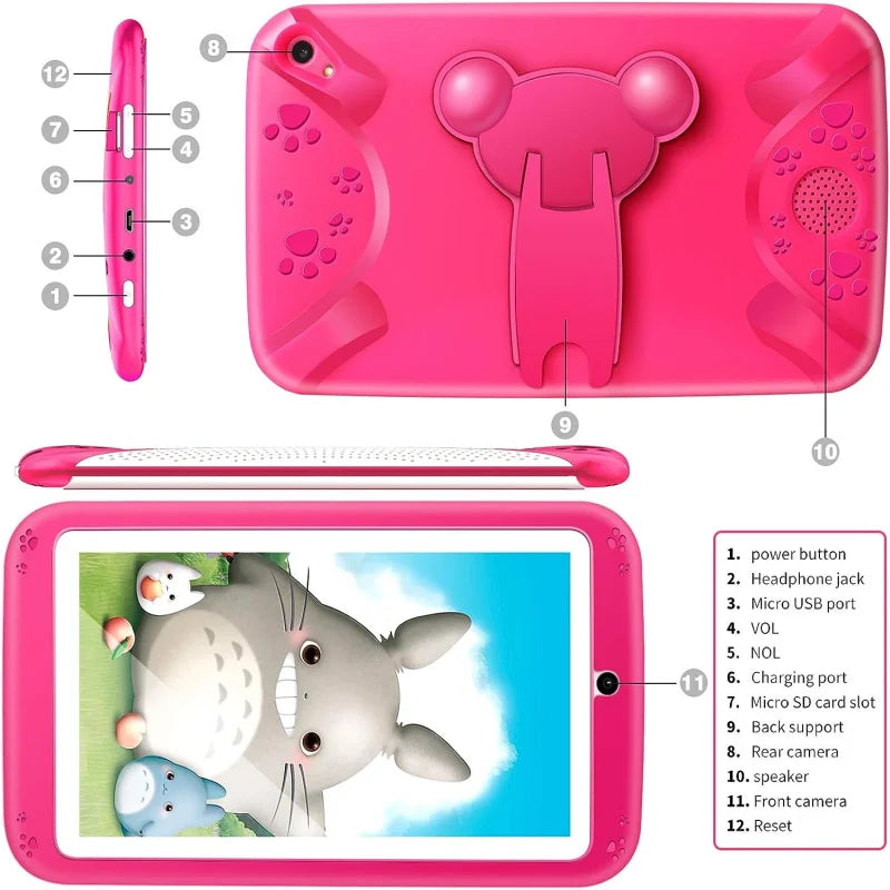 7 INCH Android 10 RAM 1GB +16GB ROM Gift Kid Tablet E98 WIFI Dual Camera Quad-Core Free Silicone Case 3D Glassess