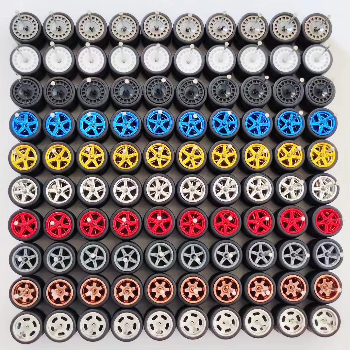 50 Sets 1/64 Wheels Pack with Rubber Tires Axles for 1:64 Matchbox Domeka Hotwheel Diecast Car Model Cars Wholesale