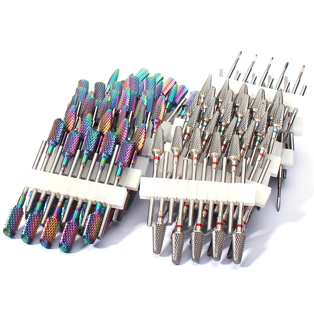 10pc Carbide Manicure Drills Nail Drill Bits Set Milling Cutters Kits Gel Polish Remover Files Electric Burr Tools Accesstries