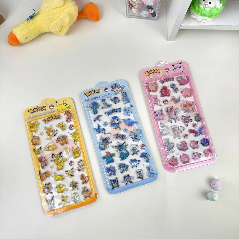 20/40pcs Pokemon 3D Solid Charmander Gengar Pikachu Crystal Cartoon Stickers Diy Phone Case Decor Sticker Toys For Children