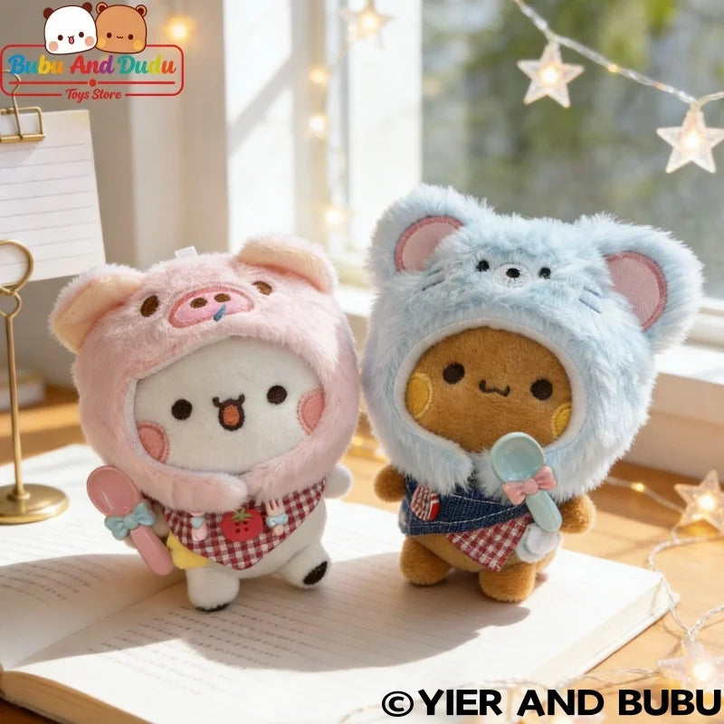 12cm Official Original Panda Bubu And Yier Outfit Change Plush Toy , Bubu And Dudu Plush Pendant Doll Gift