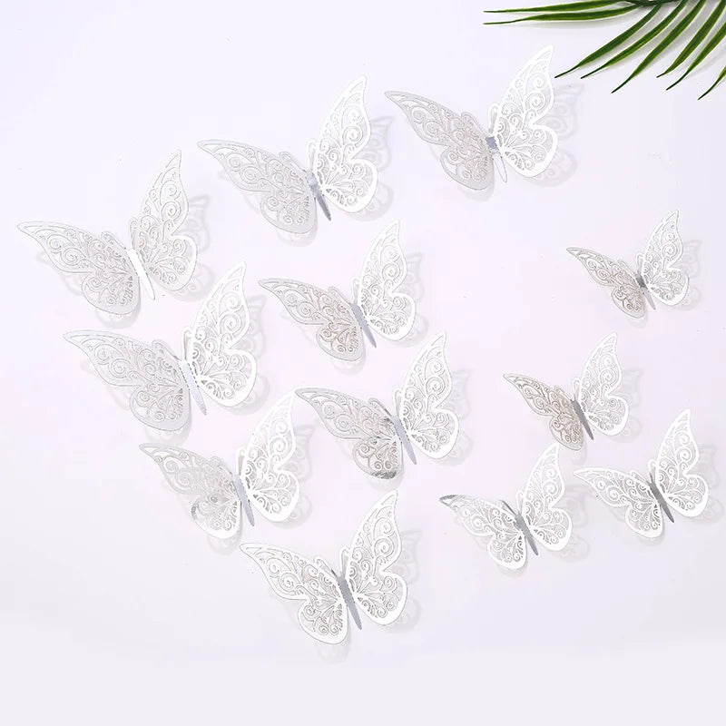 12 pcs Butterfly Cake Toppers Rose Gold for Birthday, Wedding, Engagement Occasions Dessert Decoration Cupcake Toppers DIY Gift