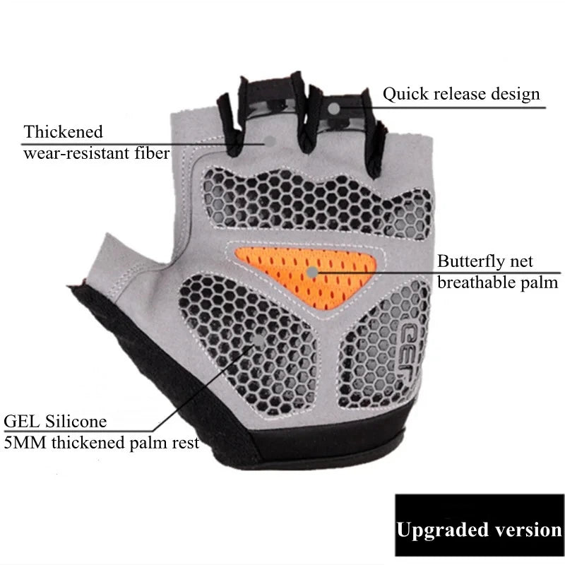 Half-finger gloves for men and women, breathable and anti-slip outdoor road gel summer gym training gloves for bicycles