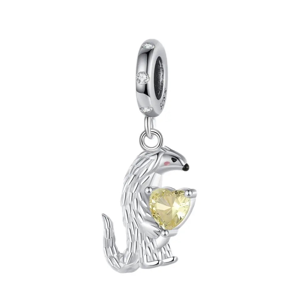 Exquisite 925 Sterling Silver Cute Dinosaur Turtle and Rabbit Couple Heart Charm Fit DIY Bracelet Necklace Casual Matching Gifts