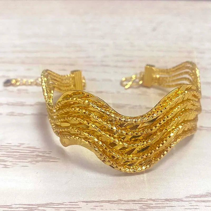 Ethiopian Dubai Gold Color Bangle For Women Girl Africa Wedding Thick Bracelet Bangles for Women