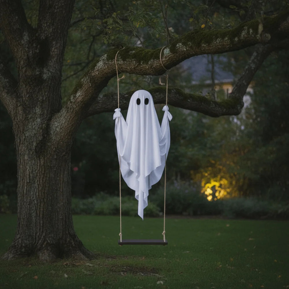 Luminous Halloween Hanging Swing Ghost Large Adjustable Brightness Yard Flying Ghost Swing Ornament LED Remote-controlled