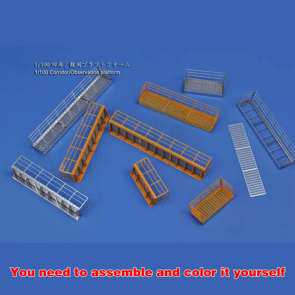 1/100 PE Robot Mech Scale Model Kit Maintenance Platform Aerial Walkway Scaffold Observation Platform Miniature Diorama Models