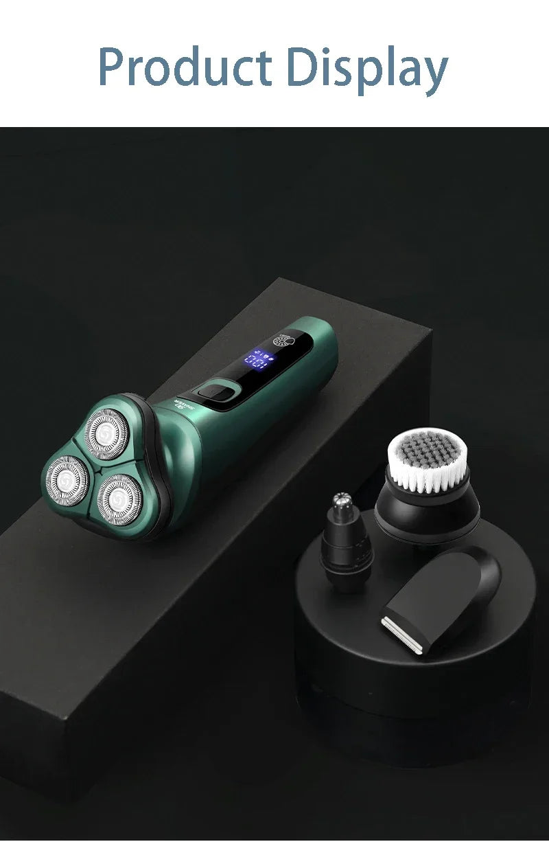 New Smart Electric Shaver LCD Digital Display Three-head Floating Razor USB Rechargeable Washing Multi-function Beard Knife