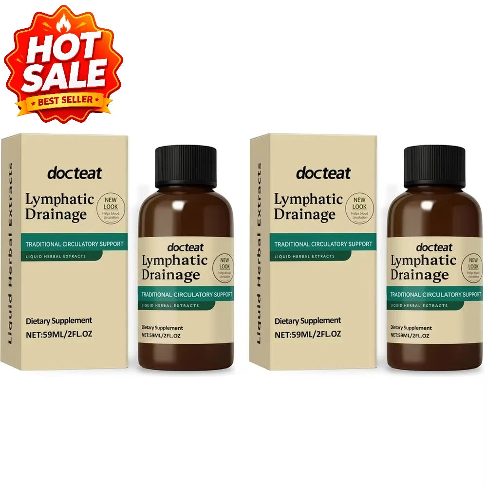 Docteat Lymphatic Drainage Liquid Herbal Extract with Red Clover Flower and Prickly Ash Bark Supports Blood Circulation 59 ML