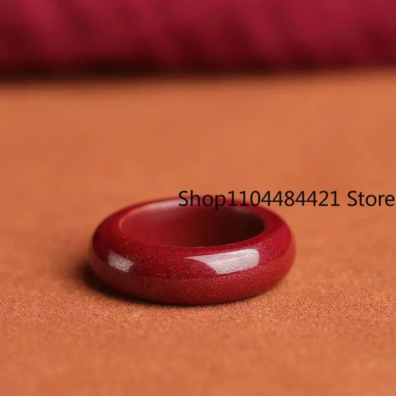 Cinnabar Ring, Purple Gold Sand Plain Circle, Male and Female Natal Year, Red Ring