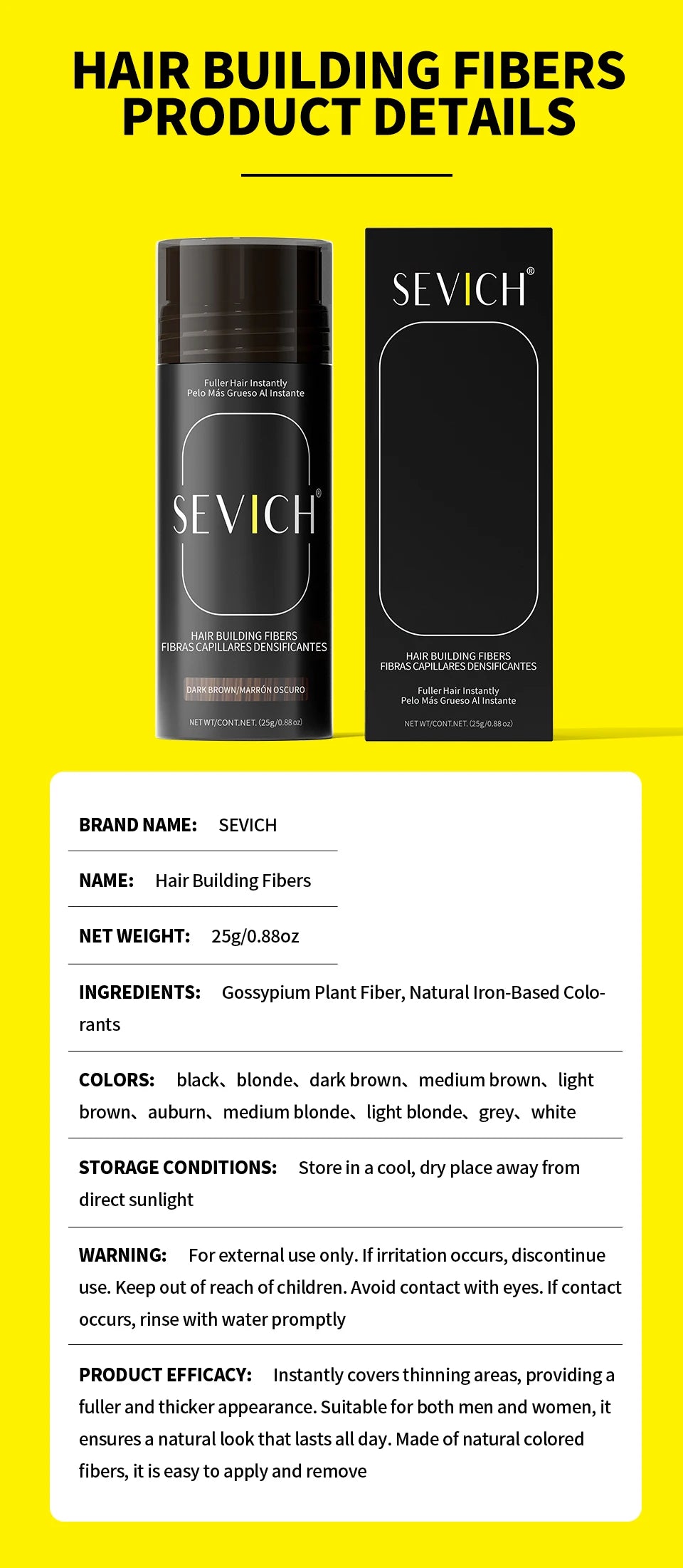 10Color Hair Fiber Powder 48 Hour Stain Proof Hair Building Fibers Instant Volume & Boost Hair Fiber Hairline Filling Powder