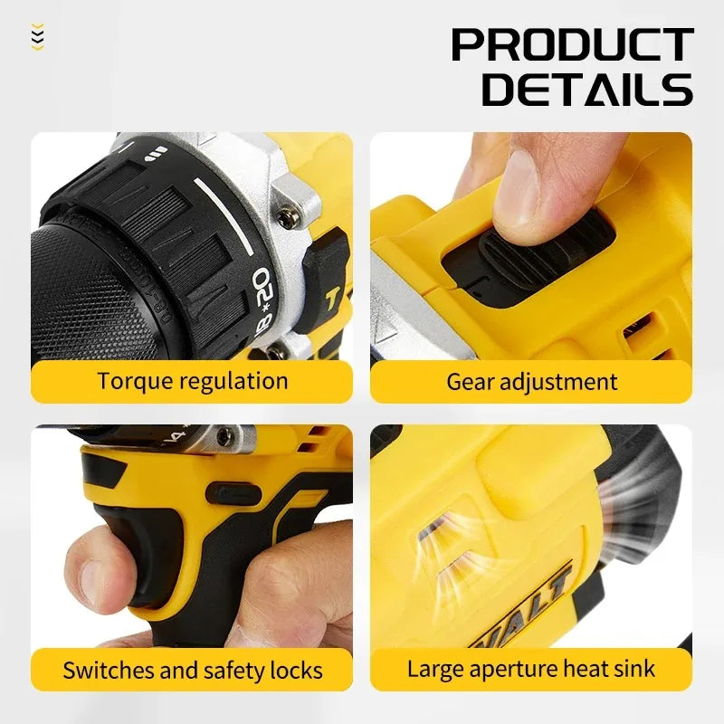 NEW 2026 DEWALT DCD805 Hand Impact Drill,20V Lithium Cordless,Brushless Power,Variable Speed Control,Lightweight Household Tool