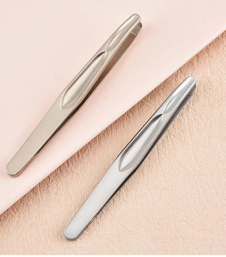 Stainless Steel Precision Tweezers for Eyebrows, Eyelashes, Beard & Mustache - High-Accuracy Round Head, Seamless Clamping Profe
