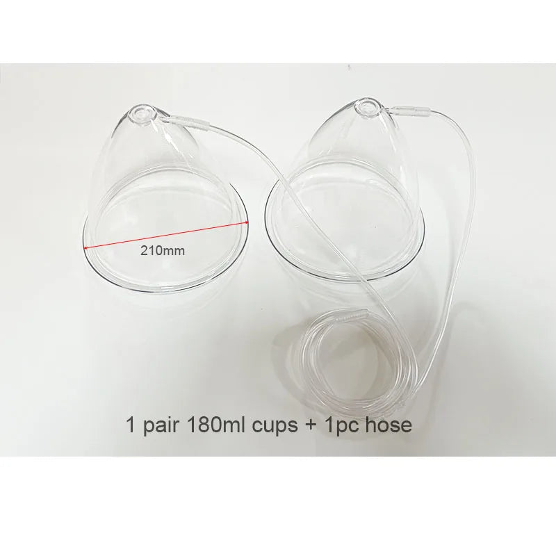 1 Pair 120/150/180/210ml Hip Lifting Vacuum Cupping Breast Enlargement Buttock Enhancer Massage Machine Replacement Cup Y Hose