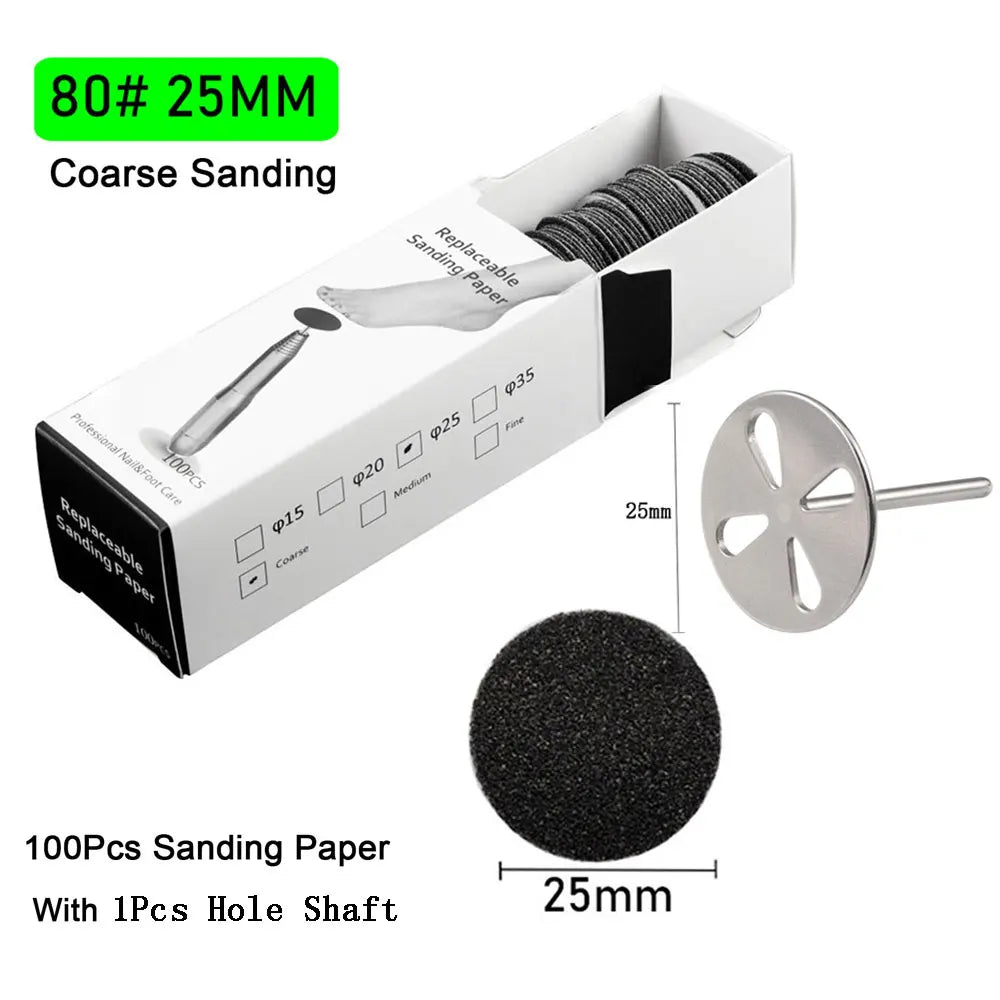 100Pcs Sandpaper With Metal Nozzle For Foot Files Dead Skin Callus Remove Tool Cuticle Pedicure Tool Sanding Paper Set