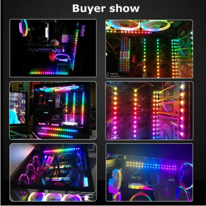 Addressable Rainbow PC Digital WS2812b LED Strip Light for 5V 3pin ARGB Header PC Case Asus Aura Sync RGBIC Fusion MSI Mystic