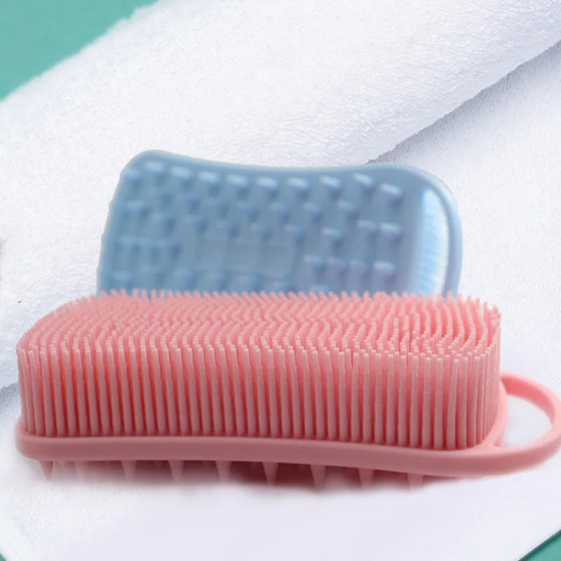 Double Sided Silicone Shower Brush 2 In 1 Exfoliating Body Brush Multi-Function Skin Cleaning Silicone Bath Brush Massage Brush