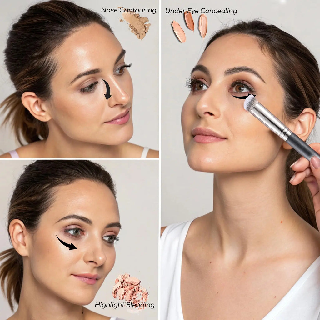 2 PCS Makeup Brushes Rectangular Foundation Brush & Concealer Brush for Contouring, Blending, Powder/ Foundation Application