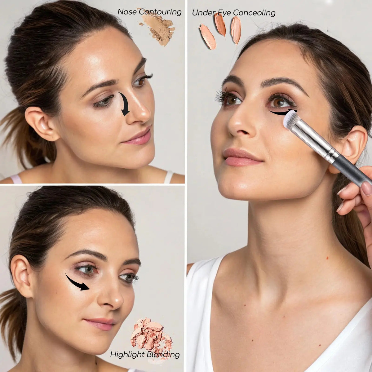 2 PCS Makeup Brushes Rectangular Foundation Brush & Concealer Brush for Contouring, Blending, Powder/ Foundation Application