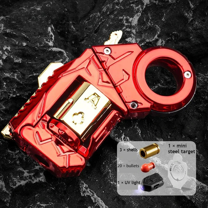 Novelty Fidget Toy Alloy Mini Shell Ejecting Gun Hand Spinner Fun Stress Relief Multiple Modes Christmas Birthday Gift for Boys
