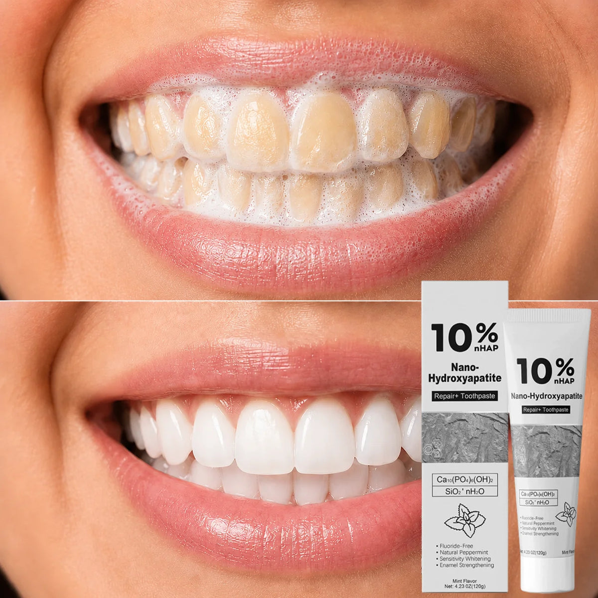 10% Nano-Hydroxyapatite Daily Toothpaste Clean Dental Surface Discoloration Fresh Cool Breath Oral Cleaning Care