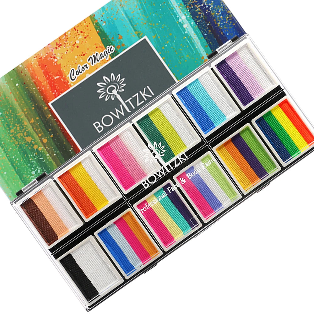 Bowitzki Professional Face Paint Kit For Kids Adults Facial Paint Set One Stroke Split Cake Palette Body Paint Hypoallergenicity