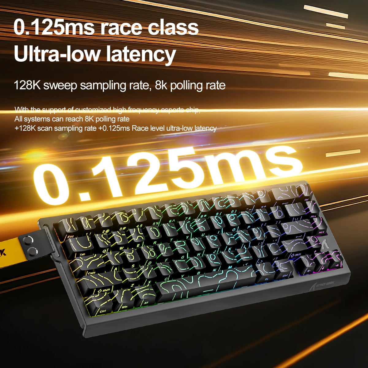 ATTACK SHARK X68HE Wired Magnetic Gaming Keyboard, 8000Hz Polling, 128K Scan Rate, 0.01mm RT, RGB, PBT Keycaps for PC Use