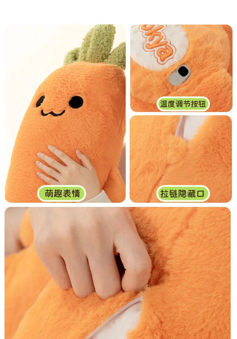 Okya Carrot King Sleep Pillow Graphene Heated Percussion Hug Pillow Three Adjustable Temp Settings  Kids Sleep Aid Bed Use