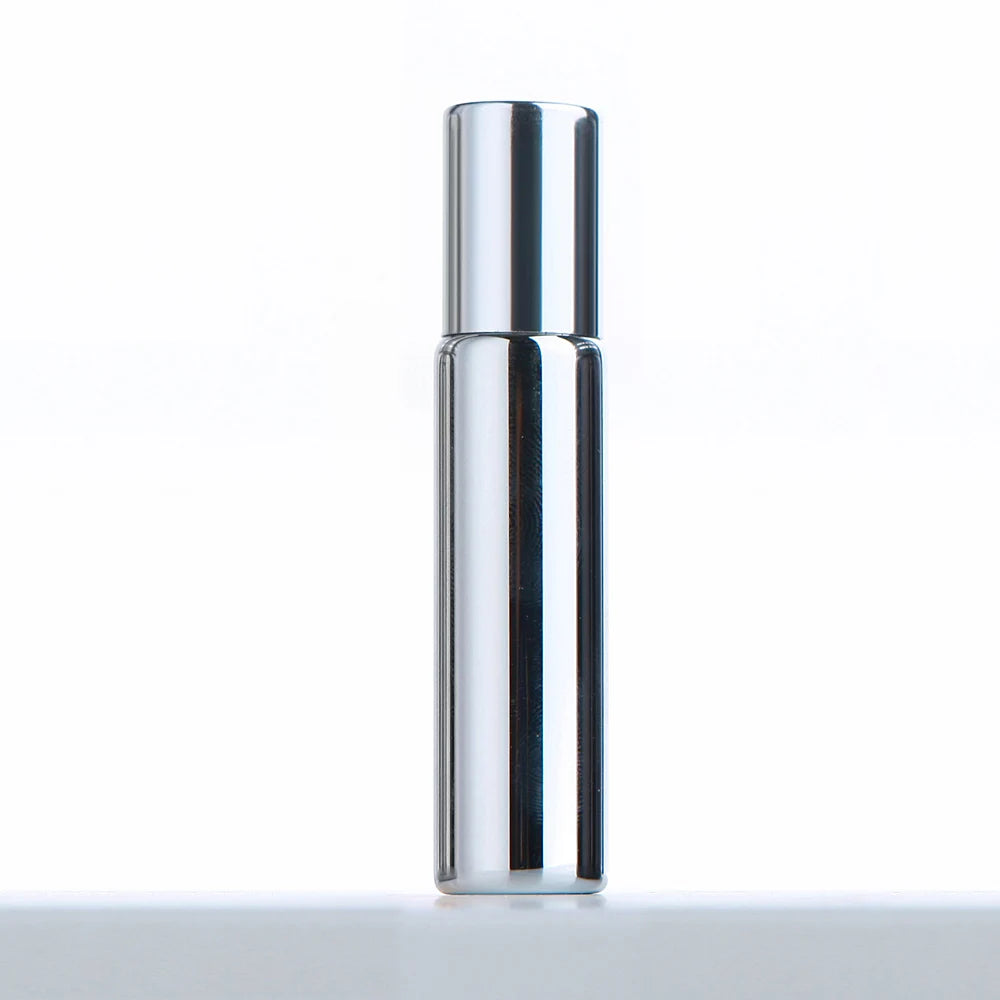 50 Pcs/Lot 10ml Electroplated Roll On Perfume Bottle Refillable Essential Oil Bottles With Box Roller Glass Vials LOGO Pay Extra