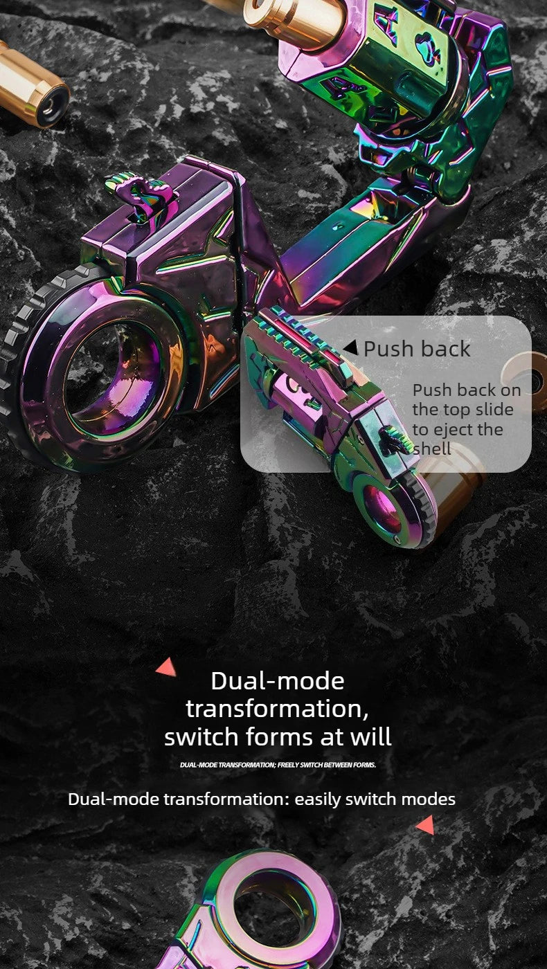 Novelty Fidget Toy Alloy Mini Shell Ejecting Gun Hand Spinner Fun Stress Relief Multiple Modes Christmas Birthday Gift for Boys