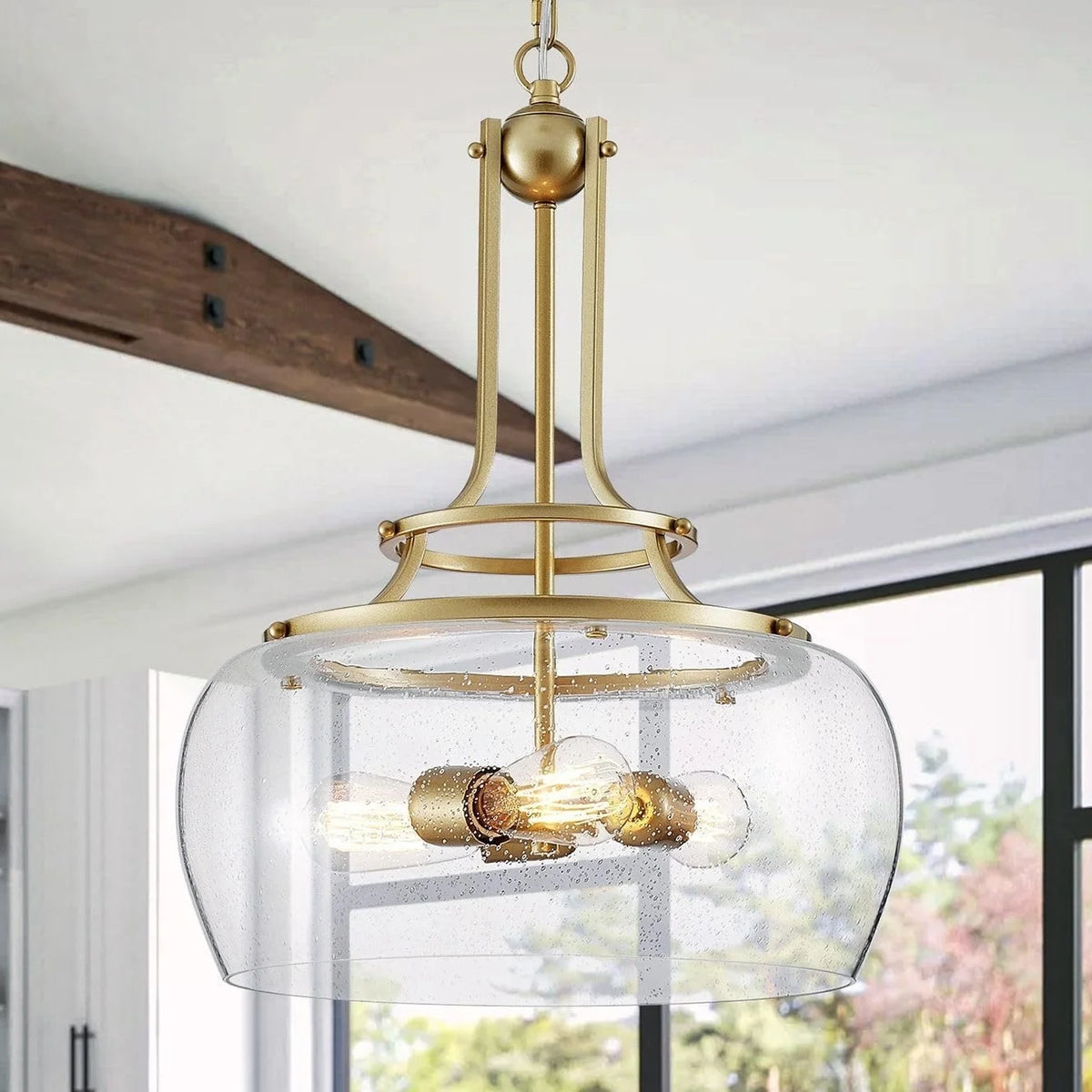 American Retro Glass Led Pendant Light Home Decoration Living Room Dining Room Bedroom Bar Counter Corridor Lighting Fixtures