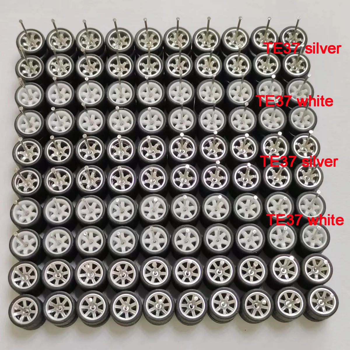 50 Sets 1/64 Wheels Pack with Rubber Tires Axles for 1:64 Matchbox Domeka Hotwheel Diecast Car Model Cars Wholesale