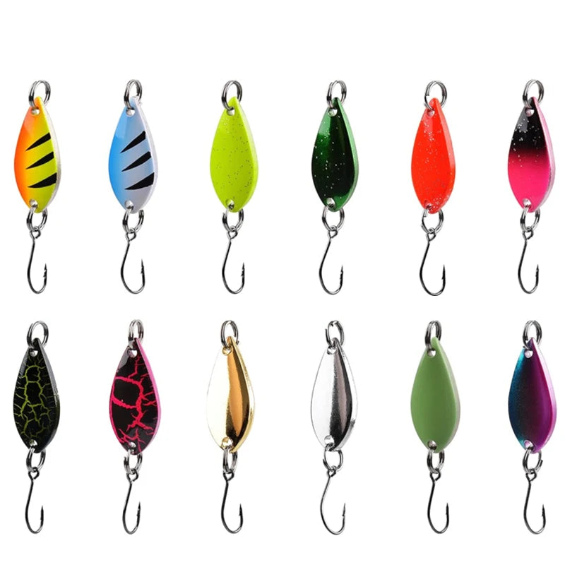 12-1PC Trout Bait Metal Spoon Fishing Lure Wobbler Casting Jigging Tackle Accessories Pesca Multi-color Long-casting Lure Bait