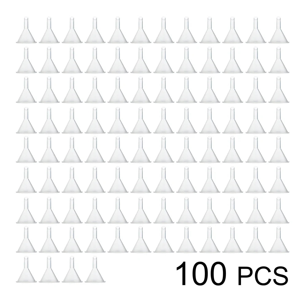 100/50pcs Mini Plastic Funnel, Perfume Liquid Funnel Essential Oil Filling Funnel, Small Clear Plastic Funnel for Liquid Filling
