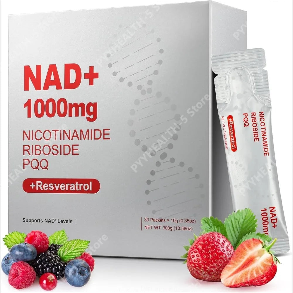 1000mg High-Potency NAD+ Liquid Supplement, with Resveratrol PQQ, Support Cellular Energy, Focus 30 PCS