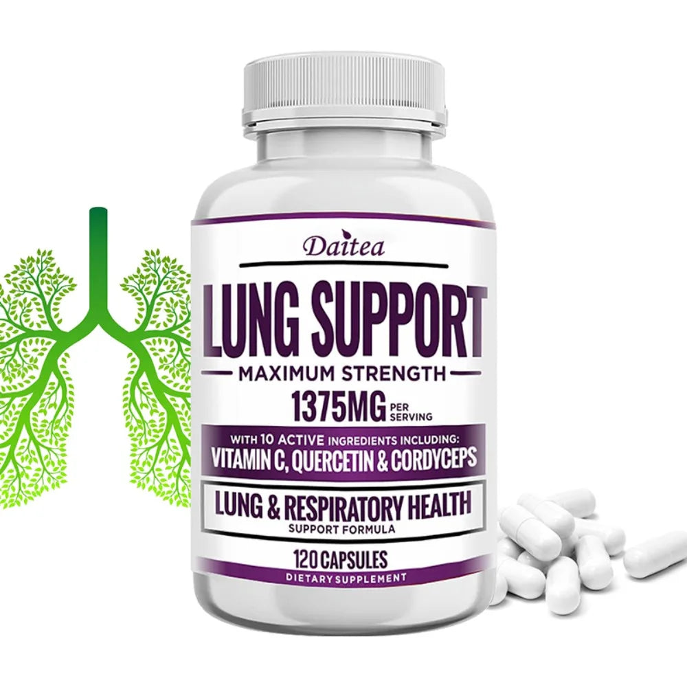 Lung Support Supplement for Lung Cleanse & Detox, with Quercetin Bromelain Vitamin C & Cordyceps for Lung, Respiratory Support