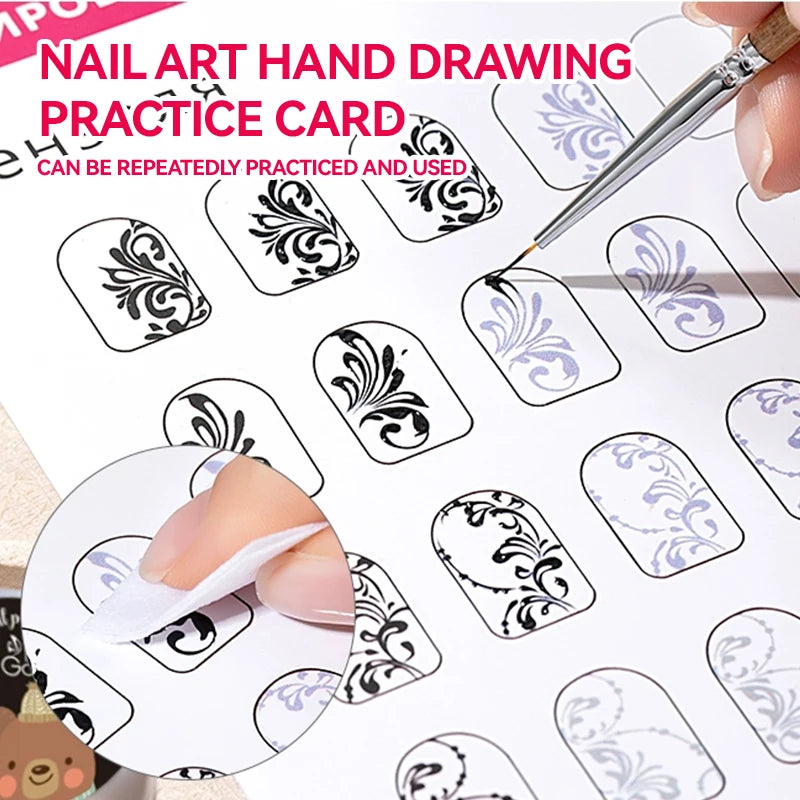 12/8/4 Pcs Nail Art Practice Paper Template Book Manicure Tool UV Gel Polish Guide Drawing Painting Book for Learning Nail Art