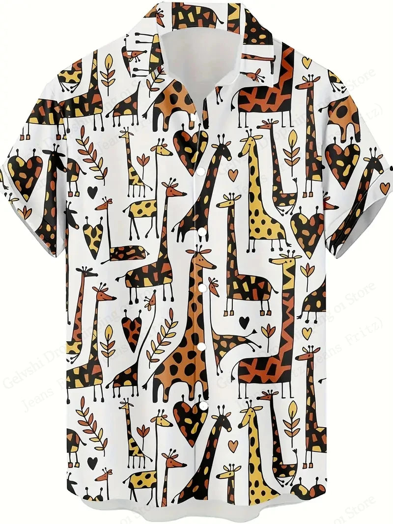 Ribbon Duck 3d Print Hawaiian Shirts Short Sleeve Vocation Beach Shirt Men Blouse Large Size Camisas Men Clothes Cartoon Animal